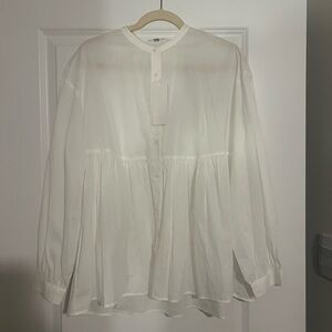 Uniqlo White peplum button down